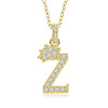 Wholesale Jewelry Simple Classic Crown Zircon English Letter Pendant Copper Goldplated Necklace For Women