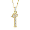 Wholesale Jewelry Simple Classic Crown Zircon English Letter Pendant Copper Goldplated Necklace For Women