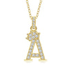 Wholesale Jewelry Simple Classic Crown Zircon English Letter Pendant Copper Goldplated Necklace For Women