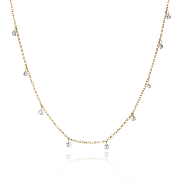 Wholesale Jewelry Simple Copper Gold Plated Artificial Pearl Flower Geometric Inlaid Necklace