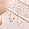 Wholesale Jewelry Simple Copper Gold Plated Artificial Pearl Flower Geometric Inlaid Necklace