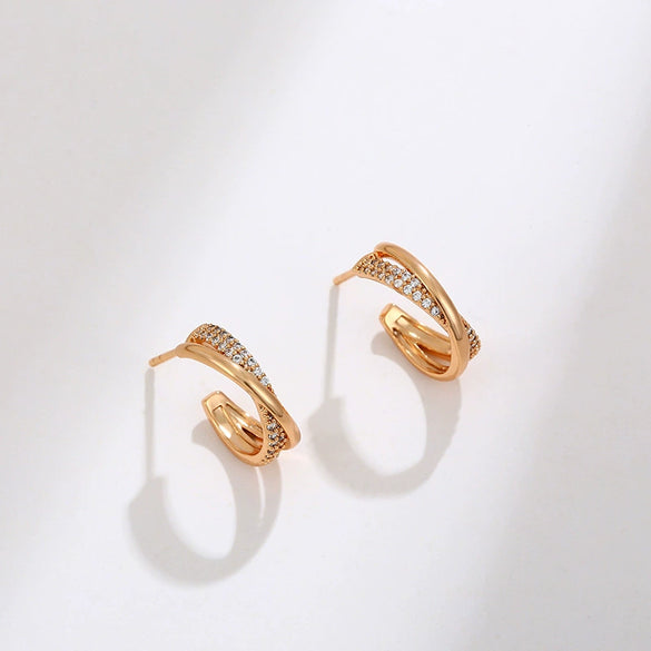 Wholesale Jewelry Simple Cross Alloy Electroplated Women's Ctype Earrings