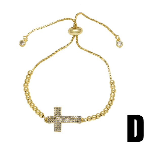 Wholesale Jewelry Simple Cross Copper Goldplated Pendant Bracelet