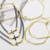 Wholesale Jewelry Simple Cross Copper Goldplated Pendant Bracelet