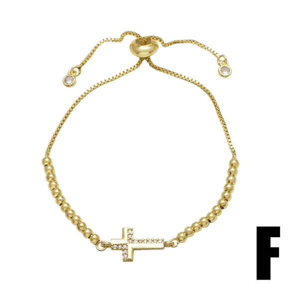 Wholesale Jewelry Simple Cross Copper Goldplated Pendant Bracelet