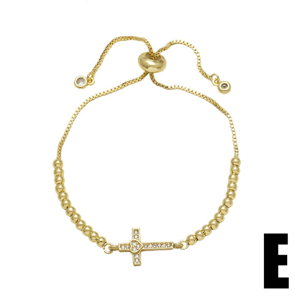 Wholesale Jewelry Simple Cross Copper Goldplated Pendant Bracelet