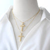 Wholesale Jewelry Simple Cross Pearl Full Zircon Copper Necklace With Electroplating