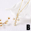 Wholesale Jewelry Simple Cross Pearl Inlaid Zircon Copper Pendant Necklace With Clavicle Chain Electroplating