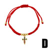 Wholesale Jewelry Simple Cross Pendant Bracelet Copper Electroplated Handwoven Red Rope Unisex