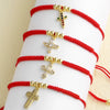 Wholesale Jewelry Simple Cross Pendant Bracelet Copper Electroplated Handwoven Red Rope Unisex