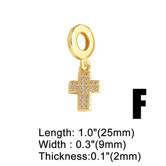 Wholesale Jewelry Simple Cross Pendant Copper 18K Gold Plated Bracelet Accessories