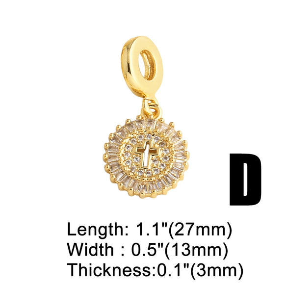 Wholesale Jewelry Simple Cross Pendant Copper 18K Gold Plated Bracelet Accessories