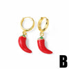 Wholesale Jewelry Simple Design Copper Plated Real Gold Fruit And Heart Shape Pendant Earrings For Women