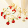 Wholesale Jewelry Simple Design Copper Plated Real Gold Fruit And Heart Shape Pendant Earrings For Women