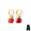 Wholesale Jewelry Simple Design Copper Plated Real Gold Fruit And Heart Shape Pendant Earrings For Women