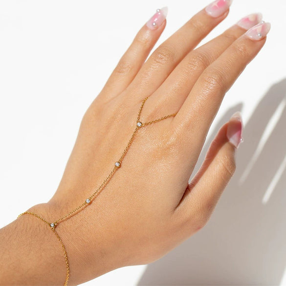 Wholesale Jewelry Simple Exquisite Copper Ring Bracelet For Women With Zircon Inlay