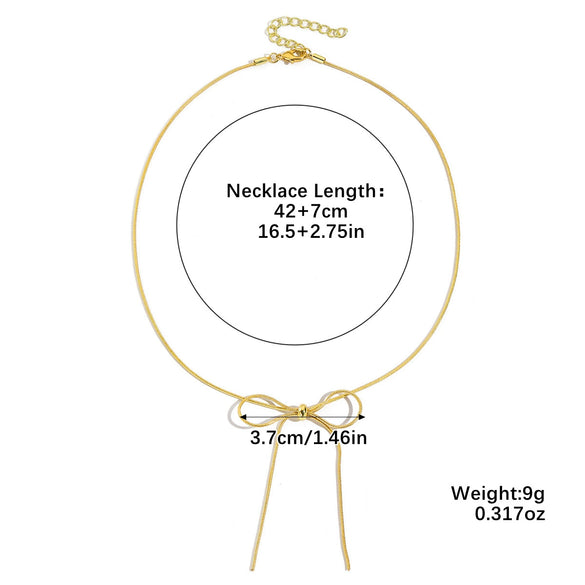 Wholesale Jewelry Simple Fashion Bow Copper Alloy Electroplated Collarbone Chain