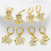Wholesale Jewelry Simple Fashion Copper Plated Real Gold Animal Bear Elephant Earrings