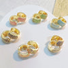 Wholesale Jewelry Simple Fashion Geometric Copper Gold Plated Colorful Zircon Earrings For Women