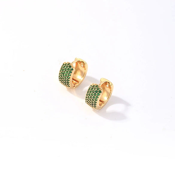 Wholesale Jewelry Simple Fashion Geometric Copper Gold Plated Colorful Zircon Earrings For Women