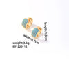 Wholesale Jewelry Simple Fashion Geometric Copper Gold Plated Colorful Zircon Earrings For Women