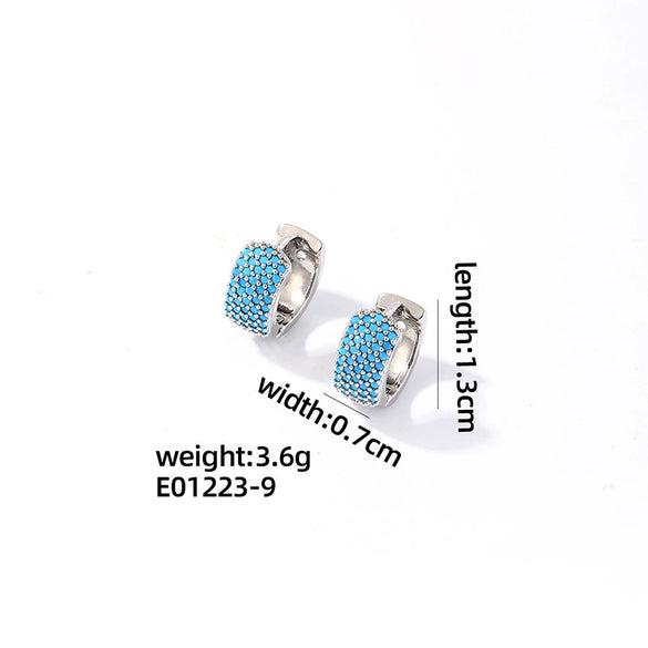 Wholesale Jewelry Simple Fashion Geometric Copper Gold Plated Colorful Zircon Earrings For Women