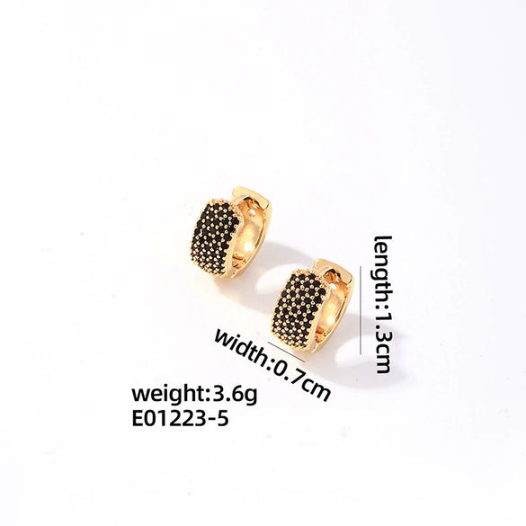 Wholesale Jewelry Simple Fashion Geometric Copper Gold Plated Colorful Zircon Earrings For Women