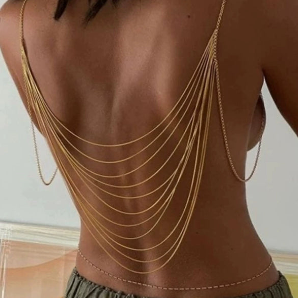 Wholesale Jewelry Simple Fashion Multi Layer Tassel Body Chain Exaggerated Design Snake Bone Chain Copper Iron Electroplated For Women