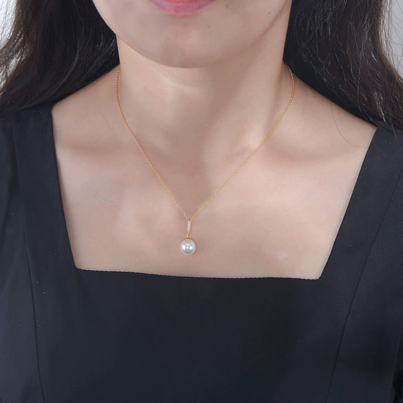 Wholesale Jewelry Simple Fashion Zircon Pendant S925 Sterling Silver Pearl Cross Chain Necklace For Women Geometric Light Luxury Style