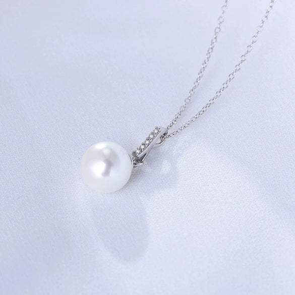 Wholesale Jewelry Simple Fashion Zircon Pendant S925 Sterling Silver Pearl Cross Chain Necklace For Women Geometric Light Luxury Style
