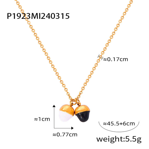 Wholesale Jewelry Simple Freshwater Pearl Stitching Geometric 316L Stainless Steel Gold Plated Drop Shape Pendant Necklace
