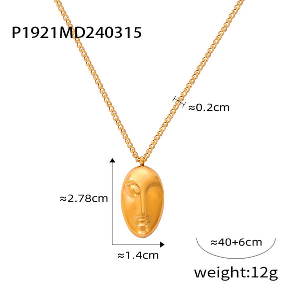 Wholesale Jewelry Simple Freshwater Pearl Stitching Geometric 316L Stainless Steel Gold Plated Drop Shape Pendant Necklace