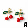 Wholesale Jewelry Simple Fruit Cherry Pendant Earrings For Women Copper Gold Plated