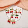 Wholesale Jewelry Simple Fruit Cherry Pendant Earrings For Women Copper Gold Plated