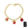 Wholesale Jewelry Simple Fruit Cherry Strawberry Copper Goldplated Pendant Bracelet