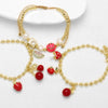Wholesale Jewelry Simple Fruit Cherry Strawberry Copper Goldplated Pendant Bracelet