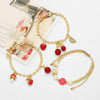 Wholesale Jewelry Simple Fruit Cherry Strawberry Copper Goldplated Pendant Bracelet