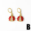 Wholesale Jewelry Simple Fruit Food Style Copper Goldplated Oildropped Watermelon Strawberry Insect Pendant Earrings