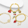Wholesale Jewelry Simple Fruit Food Style Geometric Copper Goldplated Pendant Bracelet