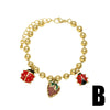 Wholesale Jewelry Simple Fruit Food Style Insect Strawberry Oil Drop Copper Goldplated Pendant Bracelet