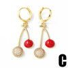 Wholesale Jewelry Simple Fruit Style Copper Zircon Earrings With Electroplating