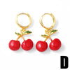 Wholesale Jewelry Simple Fruit Style Copper Zircon Earrings With Electroplating