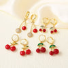 Wholesale Jewelry Simple Fruit Style Copper Zircon Earrings With Electroplating