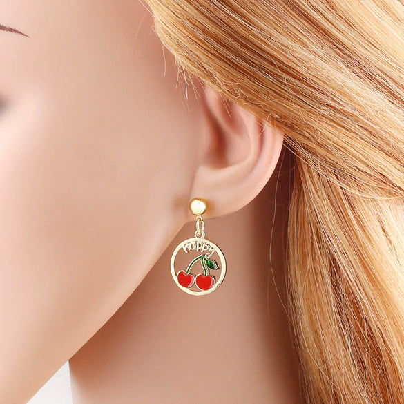 Wholesale Jewelry Simple Fruitstyle Copper Goldplated Earrings