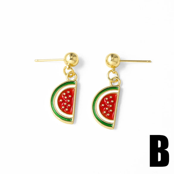 Wholesale Jewelry Simple Fruitstyle Copper Goldplated Earrings