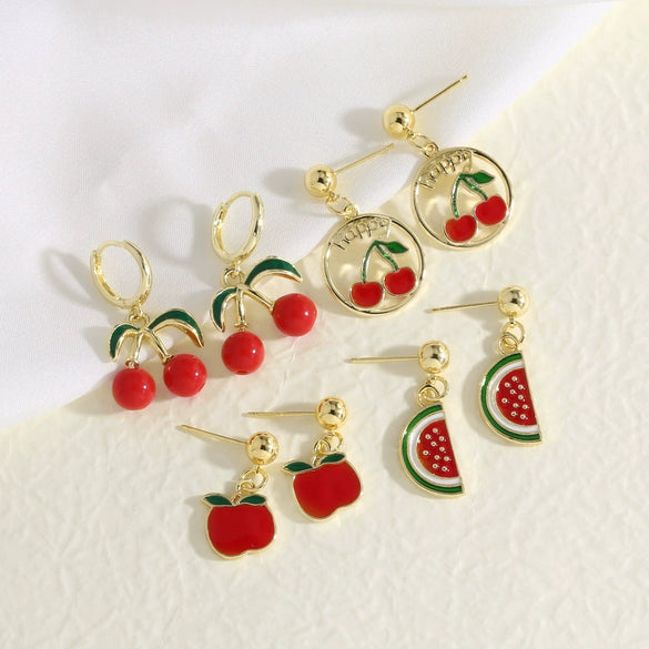 Wholesale Jewelry Simple Fruitstyle Copper Goldplated Earrings
