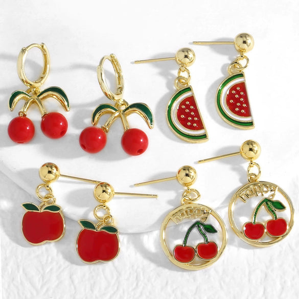 Wholesale Jewelry Simple Fruitstyle Copper Goldplated Earrings