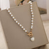 Wholesale Jewelry Simple Geometric Alloy Resin Pearl Necklace With Electroplating And Diamondembedded