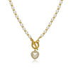 Wholesale Jewelry Simple Geometric Alloy Resin Pearl Necklace With Electroplating And Diamondembedded