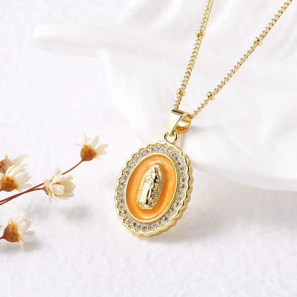 Wholesale Jewelry Simple Geometric Copper Electroplated Pendant Necklace With O Word Chain